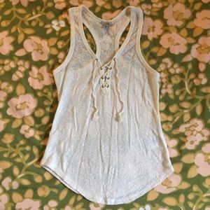 Ecote Sheer Lace-Up Tank Top